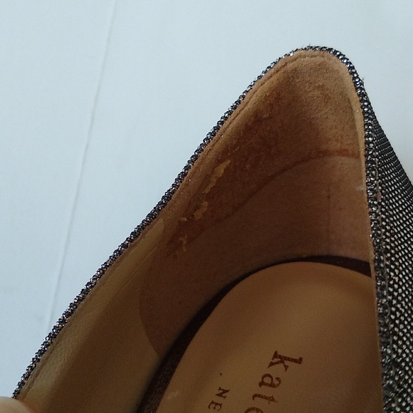 Kate Spade gold silver glitter peep toe stiletto heels 7 - Picture 12 of 15